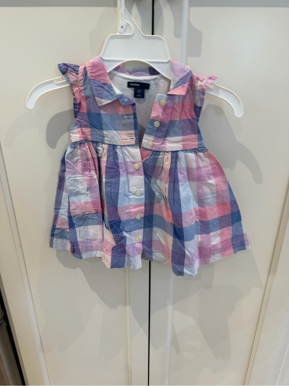 Baby gap 6-12m Pink & Blue Plaid Button-Front Baby Dress